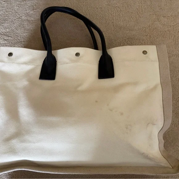 COPY Saint Laurent Rive Gauche Canvas Tote in Black and Cream. - Picture 2 of 2